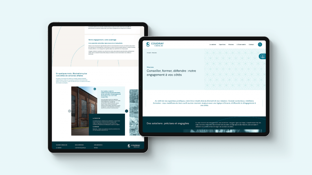 Cabinet Coudray : site web sur tablette