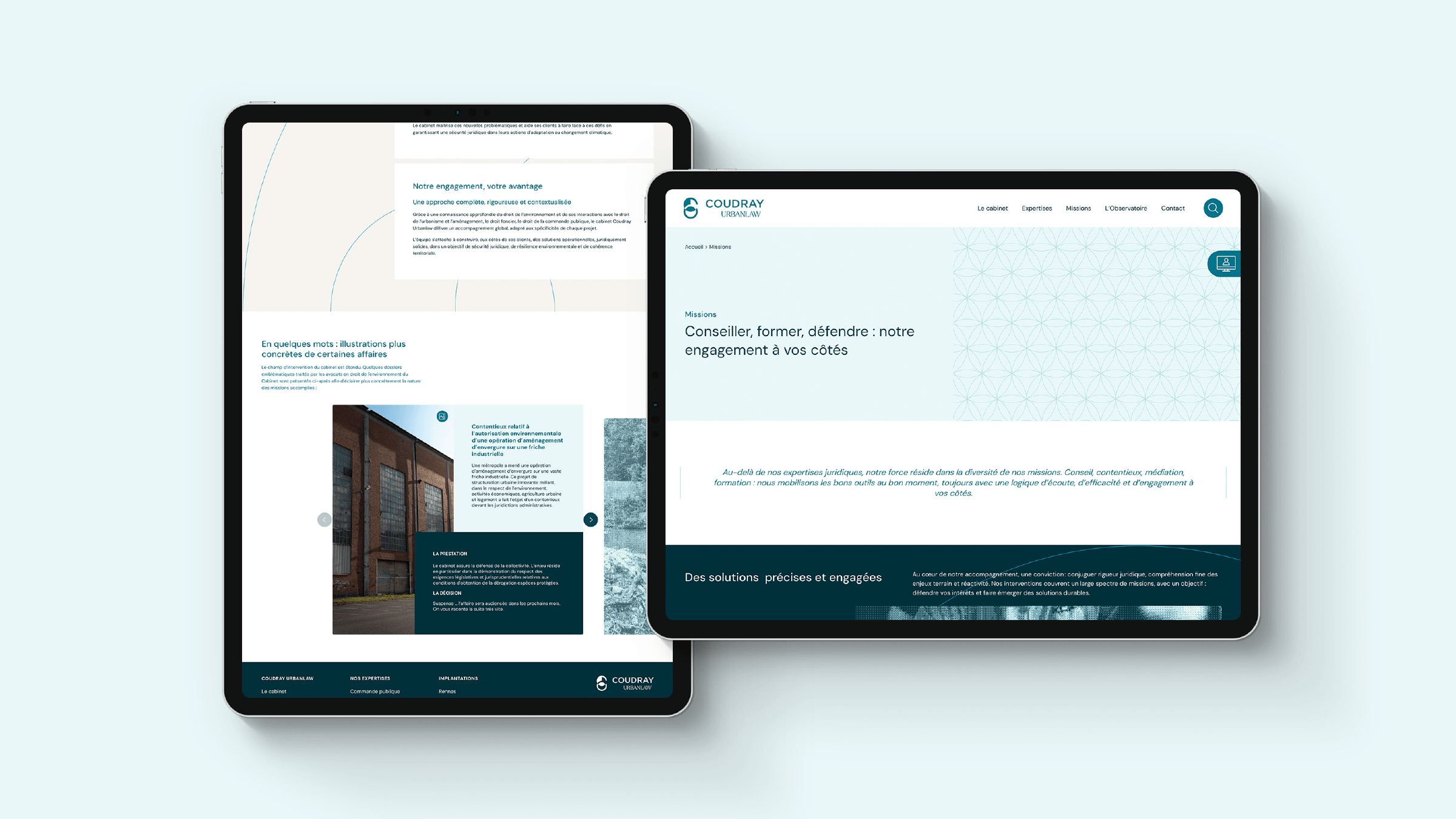 Cabinet Coudray : site web sur tablette