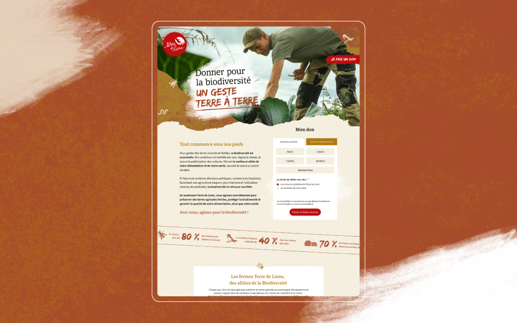 Landing page pour campagne de dons Terre de Liens