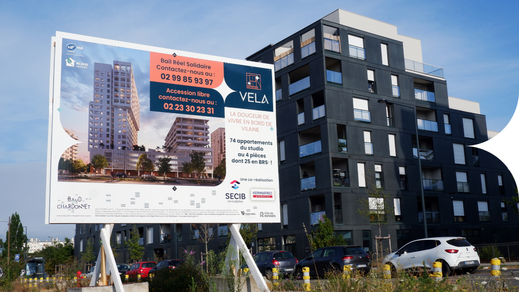 Panneau de chantier pour communication promotion immobilière